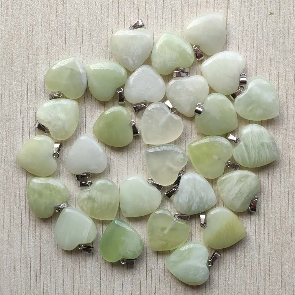 50pcs/Lot 2022 Assorted Heart Natural Stone Charms Pendants for Jewelry Making Good Quality 20mm