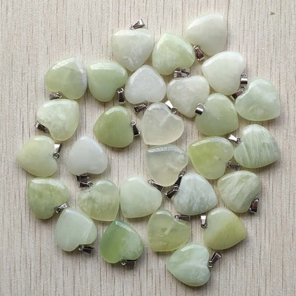 50pcs/Lot 2022 Assorted Heart Natural Stone Charms Pendants for Jewelry Making Good Quality 20mm