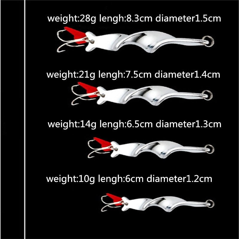 1PCS 10g 14g 21g 28g Rotating Metal Spinner Spoon Fishing Lure Hard Baits for Trout Pike Pesca Peche Treble Hook Tackle