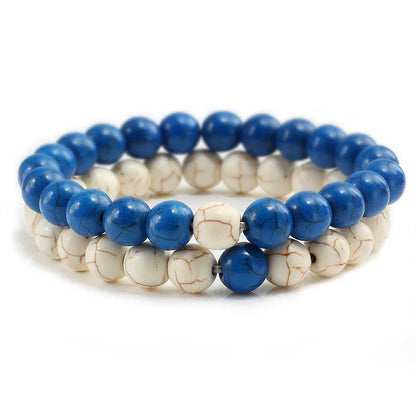 2Pcs/Set Couple Distance Beaded Bracelet Natural Stone Strand Bracelets Homme Charm Yoga Jewelry for Women Men Best Friend
