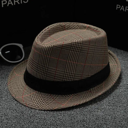 2018 England Retro Men's Fedoras Top Jazz Plaid Hat Spring Summer Autumn Bowler Hats Cap Classic Version Chapeau Hats