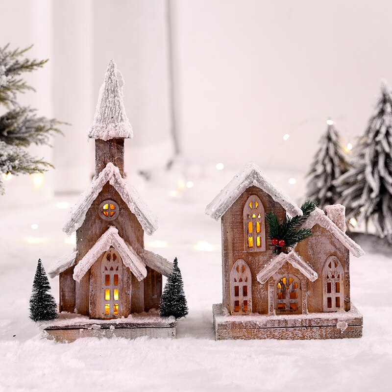 Creative Christmas Wooden Decorative House Pendant Simulation Street Light Model Light Christmas Party Home Decoration Navidad