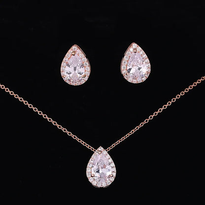 Nigerian Water Drop Cubic Zirconia Wedding Jewelry Sets Inlay Luxury Crystal Bridal Jewelry Set for Bridesmaids AS099