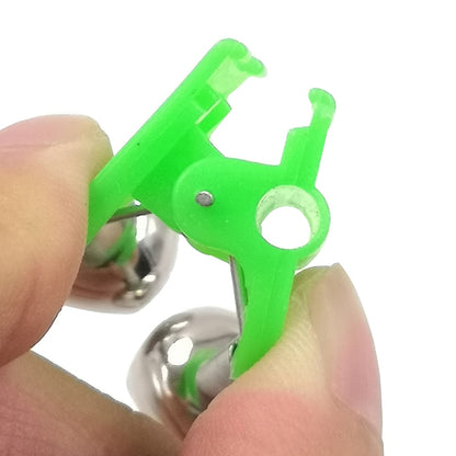 OUTKIT 5pcs/Lot Fishing Bite Alarms Fishing Rod Bell Rod Clamp Tip Clip Bells Ring Green ABS Fishing Accessory Outdoor Metal