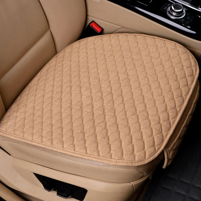 Flax Car Seat Covers Front Rear Full Set Choose Car Seat Cushion Linen Fabric Seat Pad Protector Car Accessories Anti-Slip
