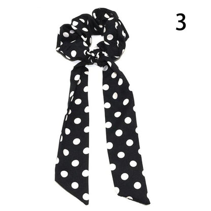 Santa Claus Bows Hair Scrunchies Long Ribbon Ponytail Scarf  Hair Tie Women Girls Elastic Hair Bands Christmas Hair Accessories