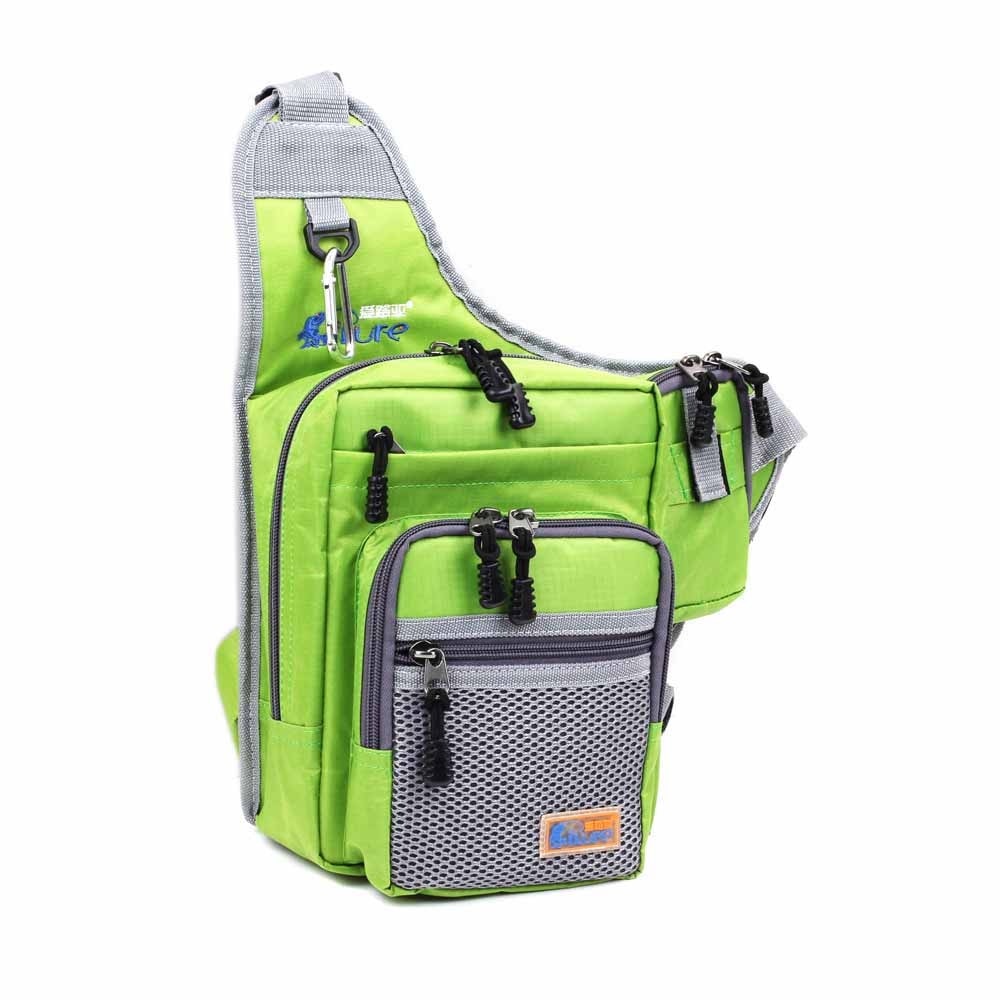 iLure Fishing Bag Canvas Carp Fishing Reel Tackle Lure Bag Green/Orange/Black 32*39*12CM Multifunction Waterproof Fishing Bag