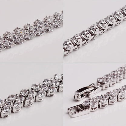 Women Silver Color Rose Gold Bracelet for Female Pulseras Crystal Heart Charm Bracelet Women Bridal Wedding Fine Jewelry