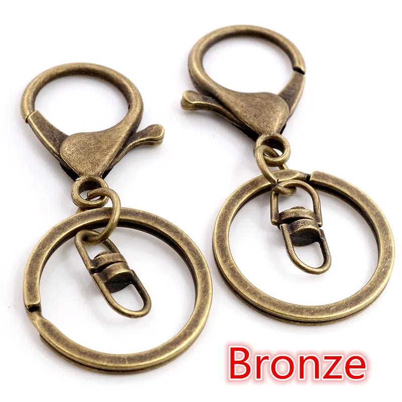 5pcs/Lot 30mm Key Ring Long 70mm Popular Classic 11 Colors Plated Lobster Clasp Key Hook Chain Jewelry Making for Keychain
