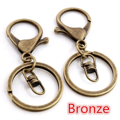 5pcs/Lot 30mm Key Ring Long 70mm Popular Classic 11 Colors Plated Lobster Clasp Key Hook Chain Jewelry Making for Keychain
