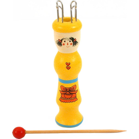 Colorful wooden knitting doll