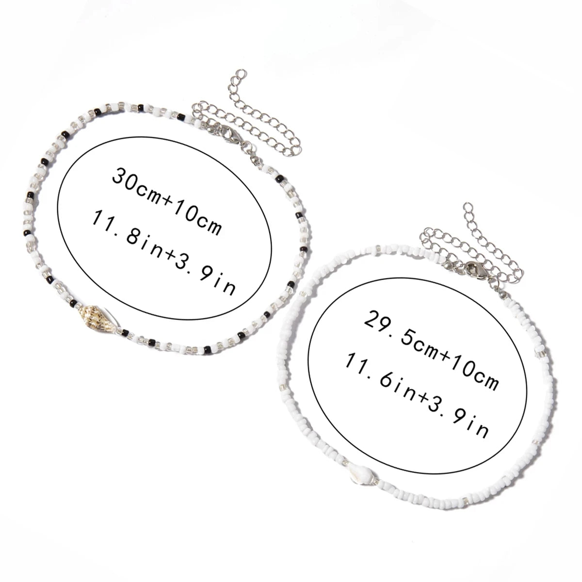 Separable 2 Layered White/Black Beads Necklaces Korean Small Beaded Conch Acrylic Shell Choker Necklace for Women Fashion Collar