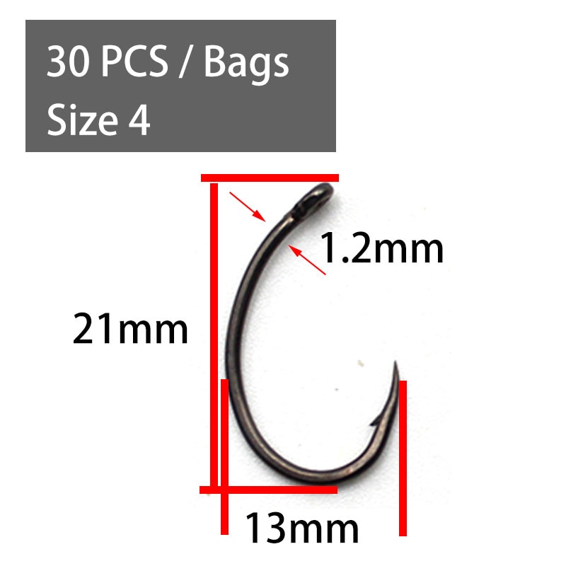 30PCS High Carbon Steel Carp Hooks Coating Carp Fishing Hook Wide Gape With Micro Barb Matt Black Yn Hook for Carp Coarse