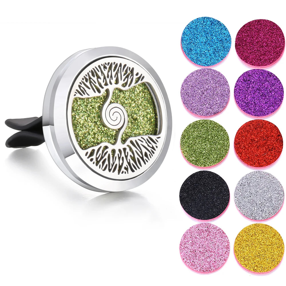 New Aromatherapy Jewelry Car Perfume Air Freshener Car Clip Tree of Life Aroma Essential Oil Diffuser Necklace Locket Pendants