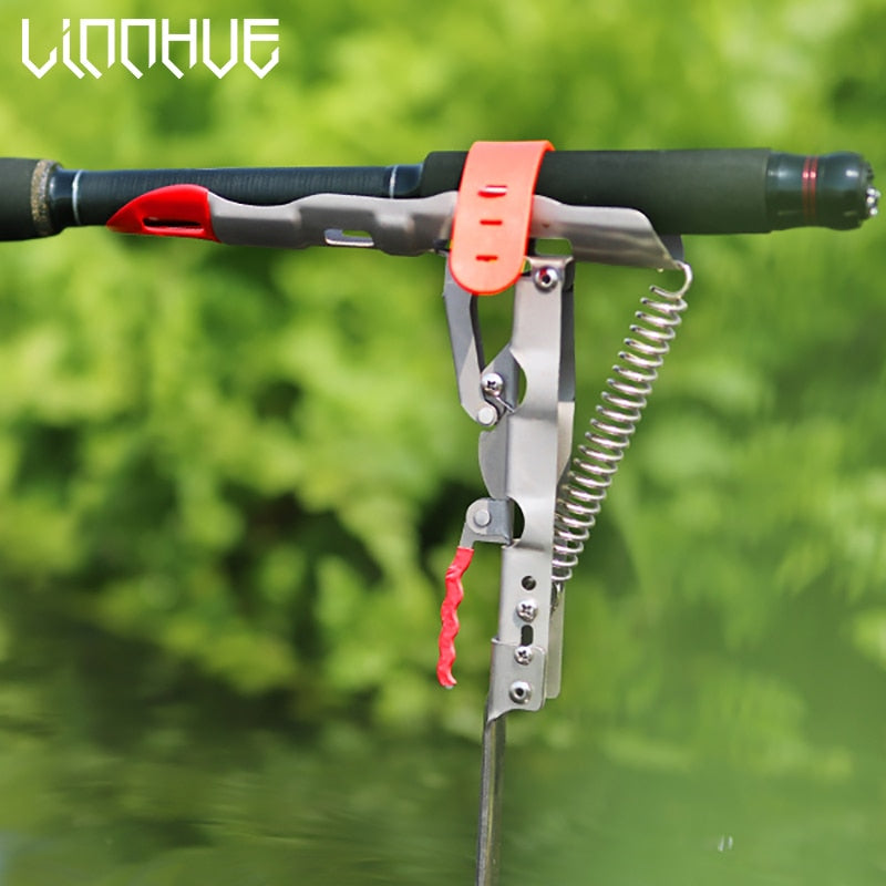 LINNHUE Fishing Rod Holder Spring Automatic Full Stainless Steel Adjustable Sensitivity Folding Fishing Accessories Bracket