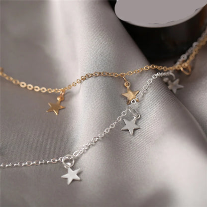 Gold Color Chain Tassel Star Choker Necklace for Women Boho Chocker Necklace Pendants on Neck Collier Femme Jewelry