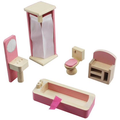 Wooden Dollhouse Furniture Miniature Toy for Dolls Kids Children House Play Toy Mini Furniture Sets Doll Toys Boys Girls