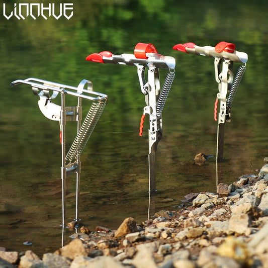 LINNHUE Fishing Rod Holder Spring Automatic Full Stainless Steel Adjustable Sensitivity Folding Fishing Accessories Bracket
