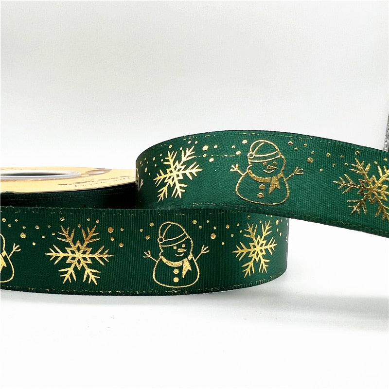 5yards 1inch 25mm Christmas Ribbon Printed Christmas Polyester Ribbon for Handmade Design Christmas Decoration