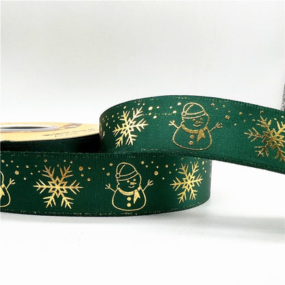 5yards 1inch 25mm Christmas Ribbon Printed Christmas Polyester Ribbon for Handmade Design Christmas Decoration
