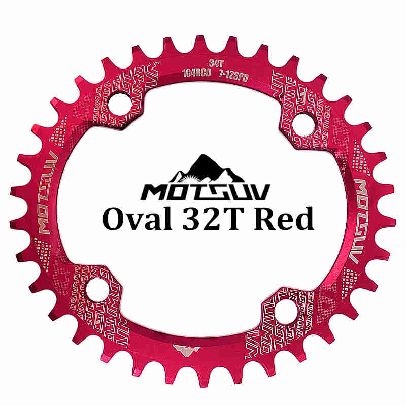 MOTSUV Bicycle Crank 104BCD 32t/34t/36t/38t Oval Chainring Narrow Wide MTB Bike Chainwheel Circle Crankset Plate Bicycle Parts