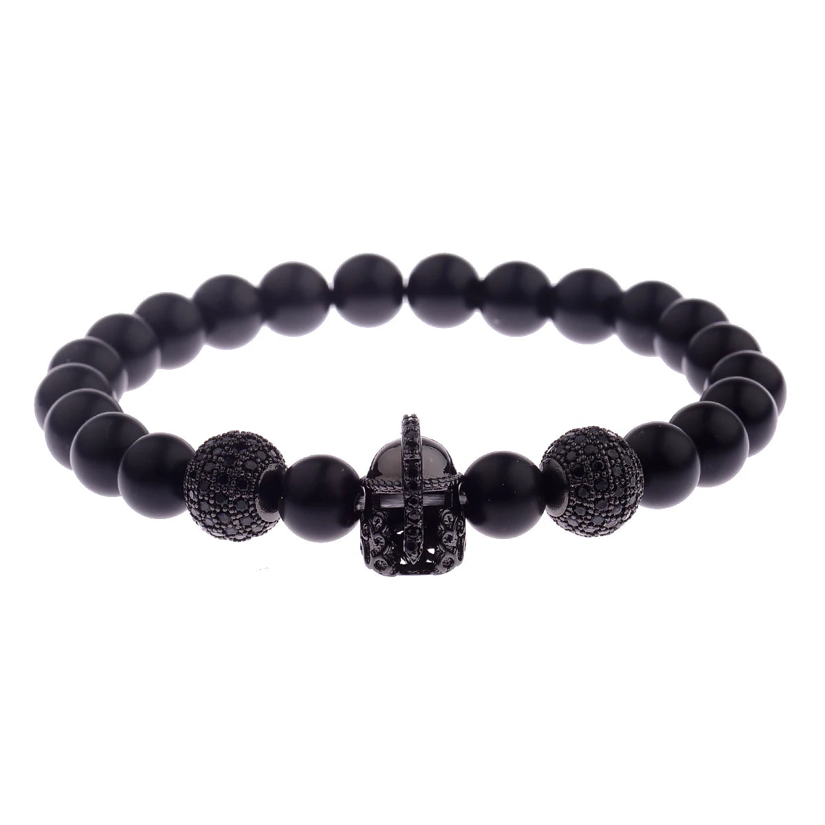 DOUVEI Round Black CZ Zircon Pave Lava Weaving Bracelet Men Beads Weaving Bracelet Homme Adjustable ABL005