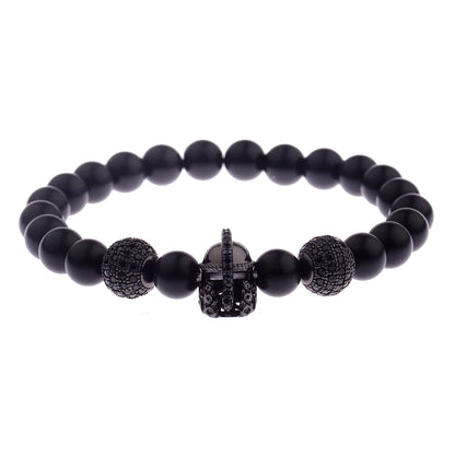 DOUVEI Round Black CZ Zircon Pave Lava Weaving Bracelet Men Beads Weaving Bracelet Homme Adjustable ABL005