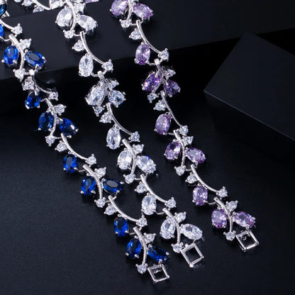 CWWZircons 6 Colors Options White Gold Color Handmade Austrian Crystal Rhinestone Purple Stones Bracelets Bangle for Women CB078