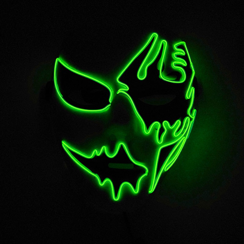 Neon Light LED Mask LED Halloween Scary Mask Cosplay Party Masque Masquerade Masks Halloween Costume Carnival Glow Party Props