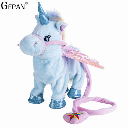Funny Toys  Electric Walking Unicorn Plush Toy Stuffed Animal Horse Music Doll for Children Christmas