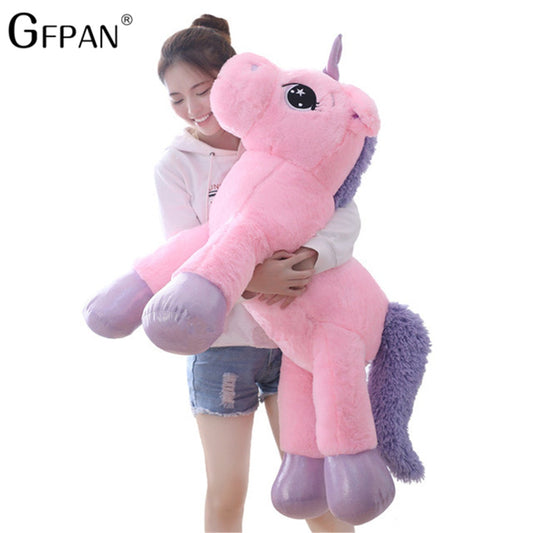 Giant Size 110/60cm Kawaii Unicorn Plush Toy Soft Stuffed Popular Cartoon Doll Animal Horse High Quality Toys for Children Girls