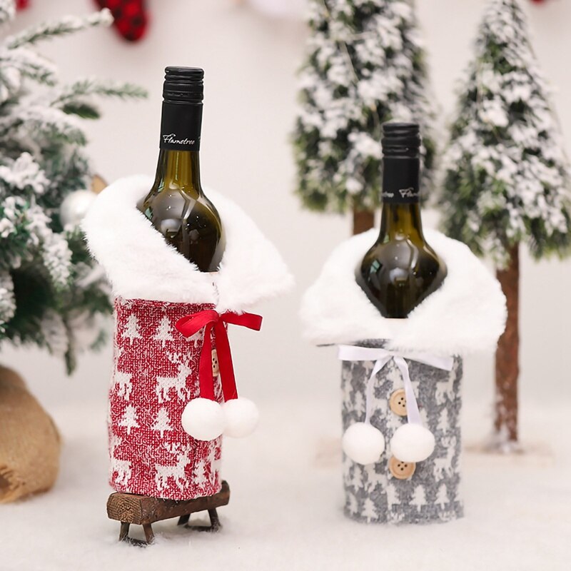 Christmas Wine Bottle Cover Merry Christmas Decor for Home 2023 Navidad Noel Christmas Ornaments Xmas Happy New Year 2024