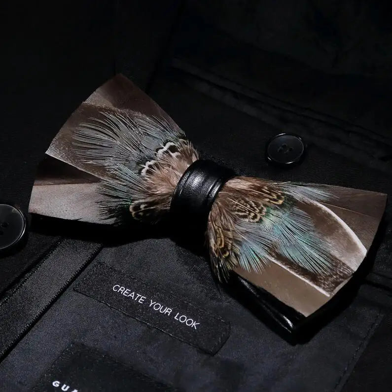 RBOCOTT Feather Bow Ties Men's Luxury Bowtie With Box Fashion Peacock Feather Bow Ties for Men Business Party Wedding