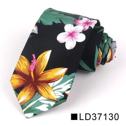 New Floral Tie for Men Women Skinny Cotton Neck Tie for Wedding Casual Mens Neckties Classic Suits Flower Print Neck Ties Cravat