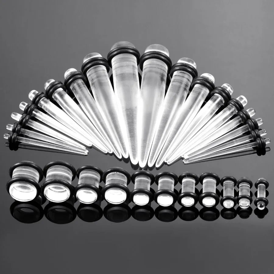 36pcs/Lot Acrylic Ear Gauge Taper and Plug Stretching Kits Mixed Color Ear Flesh Tunnel Expansion Body Piercing Jewelry 14g-00g