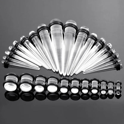 36pcs/Lot Acrylic Ear Gauge Taper and Plug Stretching Kits Mixed Color Ear Flesh Tunnel Expansion Body Piercing Jewelry 14g-00g