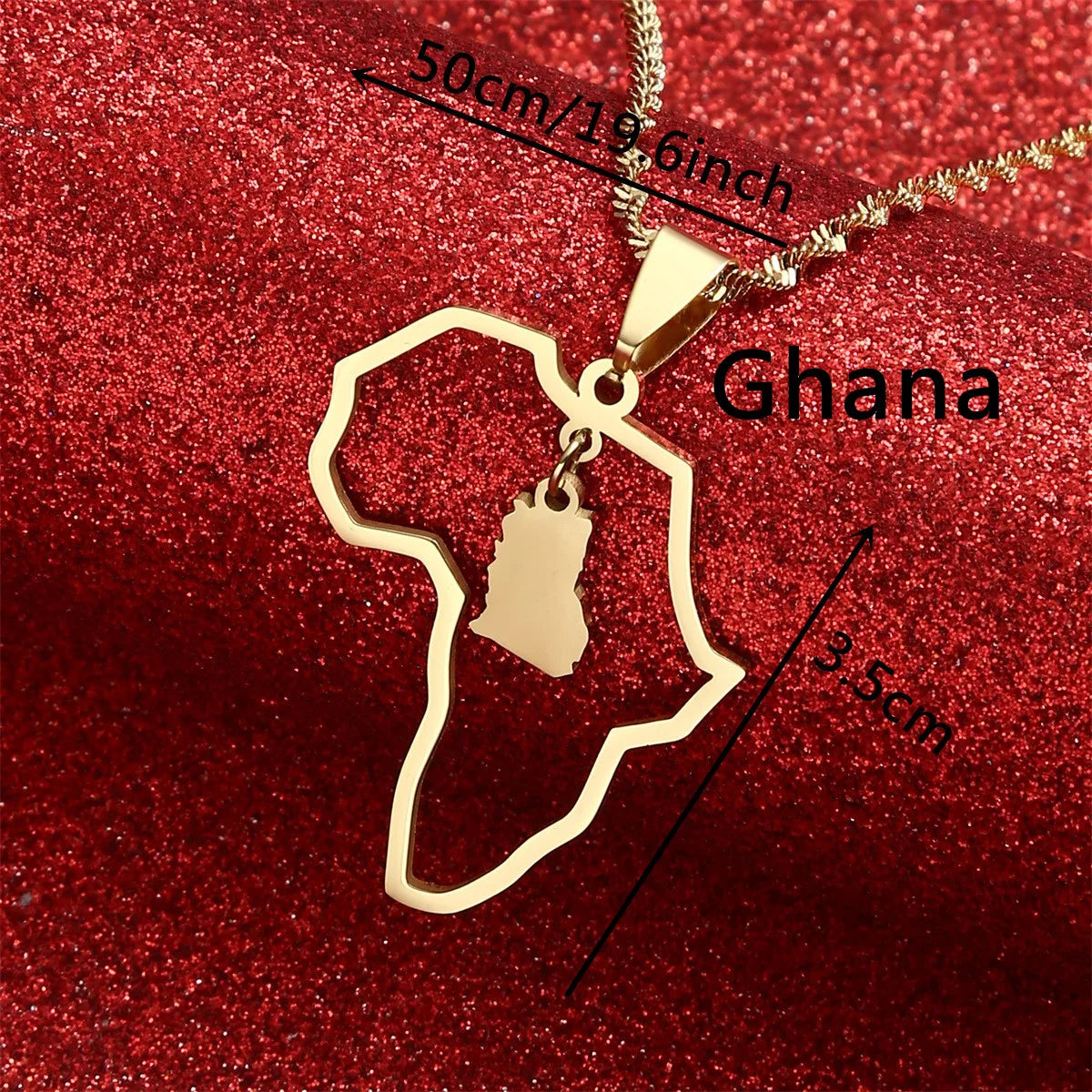 Africa Map Pendant Necklaces Heart African of Maps Jewelry Charms Gold Color Heart Map