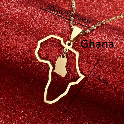 Africa Map Pendant Necklaces Heart African of Maps Jewelry Charms Gold Color Heart Map
