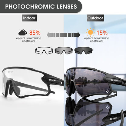 SCVCN Photochromic Bicycle Glasses Men’s Women Sports Runing Cycling Sunglasses UV400 Fishing Eyewear Mtb Bike Bicycle Goggles