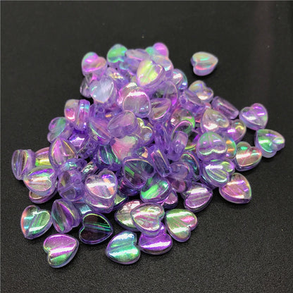 100pcs 8mm Acrylic Spacer Beads Heart-Shaped Charm Transparent Rainbow Color Beads for Jewelry Making DIY Jewelry Accessories