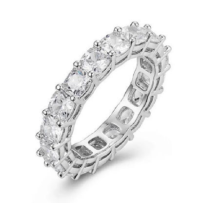 925 SILVER PAVE SETTING FULL SQUARE Simulated Diamond CZ ETERNITY BAND ENGAGEMENT WEDDING Stone Rings Size 5,6,7,8,9,10,11,12