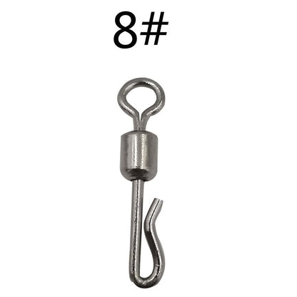OUTKIT 50pcs Fishing Swivels Rolling Swivel Interlock Snap Size 7/8/10/12 Hook Lure Connector Terminal Tackle Swivel Fishing