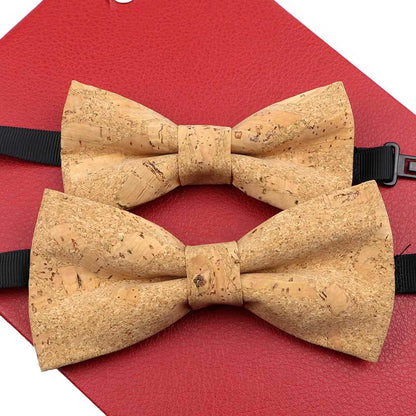 Fashion New Cork Wood Parent-Kid Bowtie Sets Fancy Adjustable Butterfly Handmade Bow Tie Wedding Party Neckwear Family Accessory