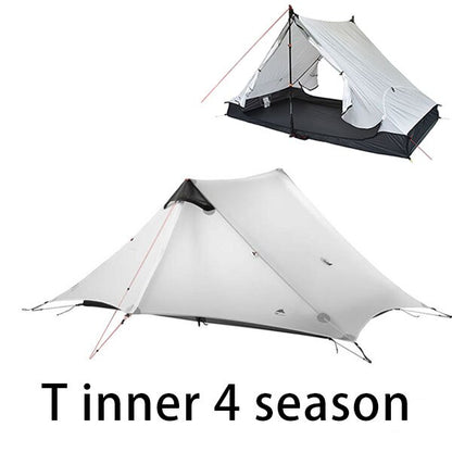 2023 T Zipper Inner Open Version LanShan 2 Two Person No-See-Um Light Weight 3 Seasons/4 Seasons 15D Silnylon Rodless Tent