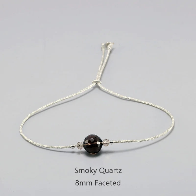 Handmade Moonstone Bracelet Thin Rope With Natural Crystal 925 Sterling Silver Beads Personalized Bracelets for Women
