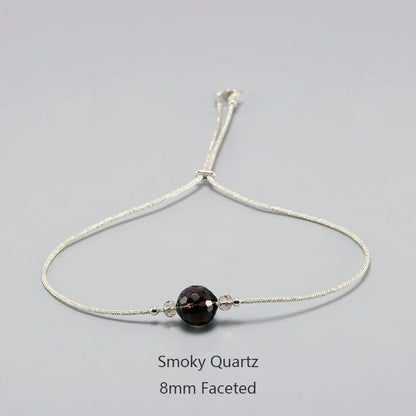 Handmade Moonstone Bracelet Thin Rope With Natural Crystal 925 Sterling Silver Beads Personalized Bracelets for Women