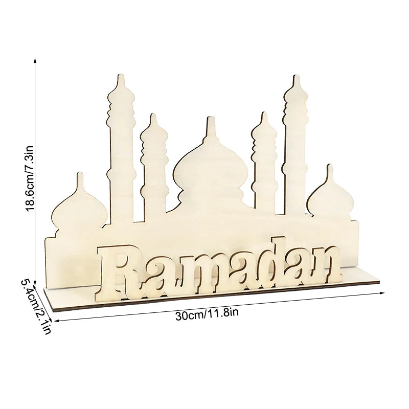 Eid Mubarak Wooden Ornament Ramadan Decorations for Home Islamic Muslim Party Supplies Eid Al Adha Favor Ramadan Kareem