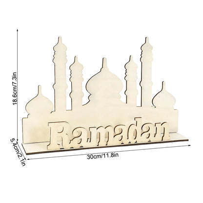 Eid Mubarak Wooden Ornament Ramadan Decorations for Home Islamic Muslim Party Supplies Eid Al Adha Favor Ramadan Kareem