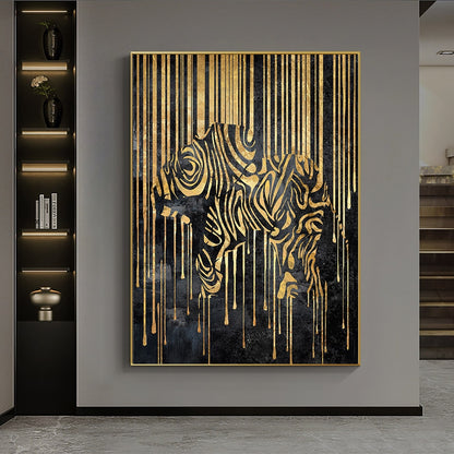 Abstract Gold Line Zebra Canvas Painting Plant Tiger Giraffe Leopard Poster Wall Pictures for Living Room Interior Home Decor