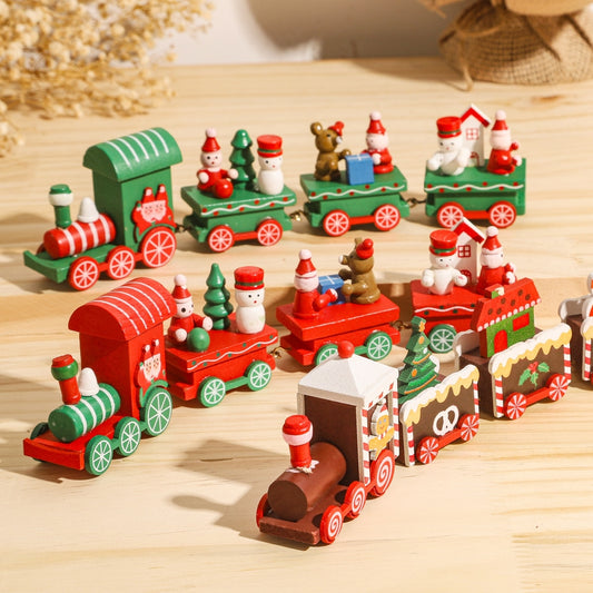 Christmas Wooden Train Merry Christmas Decoration for Home 2023 Christmas Ornaments Navidad Xmas New Year 2024